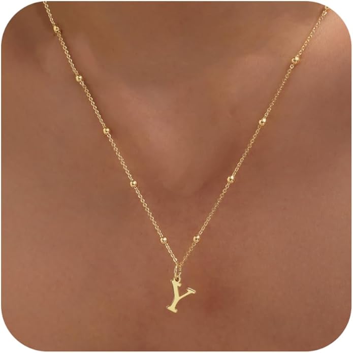 Valentines Gifts for Her Women - Initial Necklaces for Women Dainty 14k Gold Plated A-Z Letter Pendant Name Necklaces Cute Charm Choker Fashion Accessories Non Tarnish Trendy Jewelry Gift