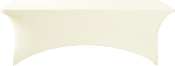 FORLIFE Spandex Table Covers，Fitted Tablecloth for Rectangular Tables, Stretch Patio Table Covers, Universal Spandex Table Cover for Wedding, Banquet, Party (8ft, Ivory)