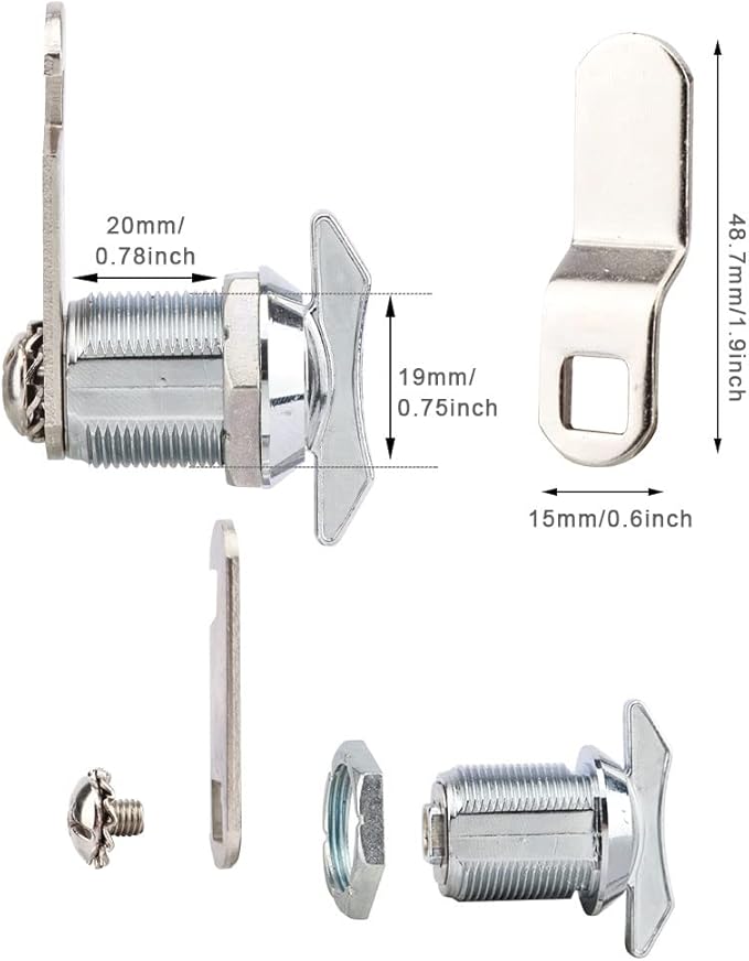 Thumb Operated Offset Cam Lock,Replacement Keyless Compartment Latch, Non-Locking Compartment Lock for RV, Camper, Vehicles, Storage Door Cabinet Mailbox Drawer(Color:L: 19 x 20mm)