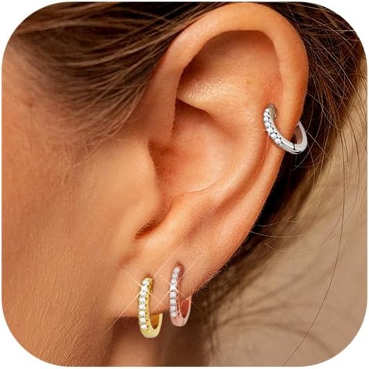 Tassel Chain Small Gold Hoop Dangle Earring For Women Huggie Earring Heart Star CZ 14K Gold Plated Fashion Jewelry Friendship Gift