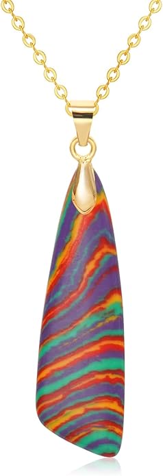 Nature Stone Necklaces for Women Boho Pendant Necklace 18K Gold Chain Necklaces