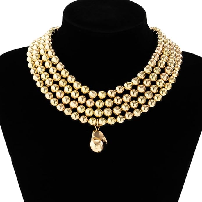 4 Tier Boho Women Multilayer 1920s Necklace Chunky Dainty Beads Layered Choker Necklaces Handmade Beads Fashion Chunky Pendant Multilayer Adjustable Layering Chain Necklaces for Women