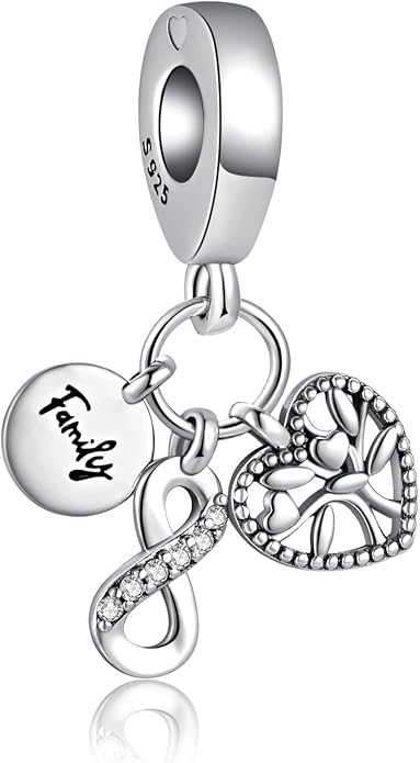 Birthday Fashion Love Heart Dangle Charm 925 Sterling Silver Charms fits Bracelets and Necklace Pendant Bead Charms Jewelry Present for Women Family Friends