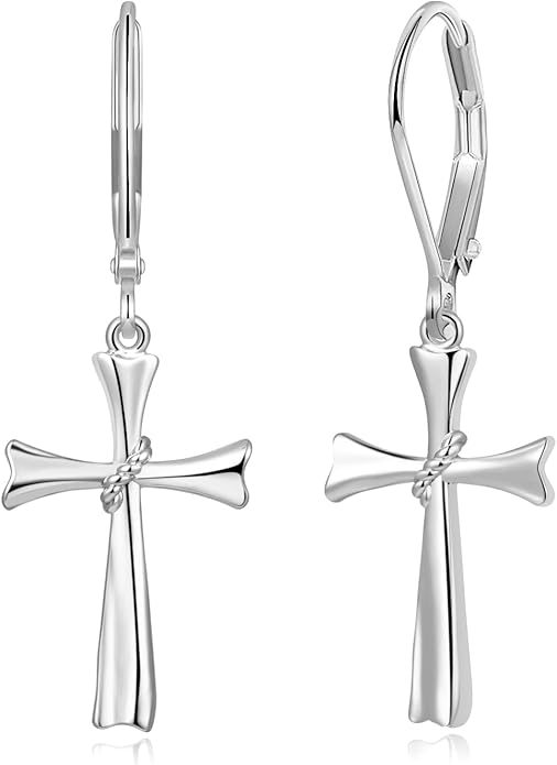 14K Gold Earring Cross Waterdrop Butterfly Heart Knot Earrings for Women Gold Silver Cross Leverback Drop Gold Silver Teardrop Hoop Dangle Earring White Gold Dangle Drop Earring