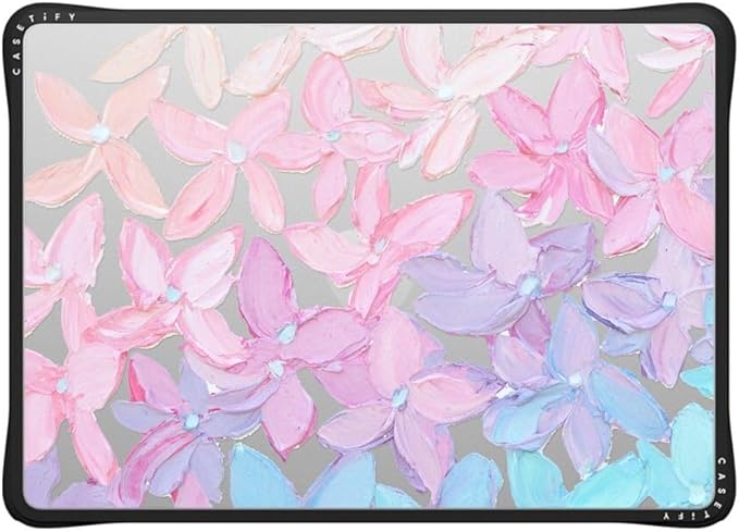CASETiFY Impact MacBook Air 13.6" (M2-M4) Case [Cushioned Impact Corners/Scratch-Resistant/Anti-Slip Grip] - Clear Hydrangea Blooms - Clear Black