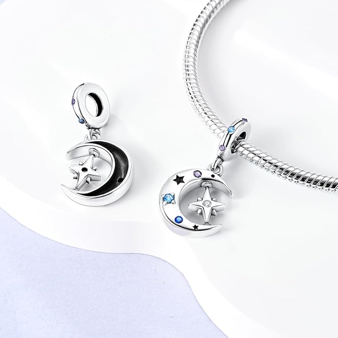 MULA 925 Sterling Silver Charms for Bracelets and Necklaces Airplane Passport Dangle Pendants Beads Butterfly Dragonfly Charms Jewelry Charm for Women
