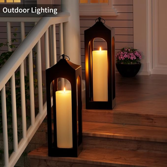 12" x 4" Large Outdoor Candle with Timer Waterproof Flickering LED Flameless Candle Battery Operated with Remote Fake Pillar Candle Realistic for Patio Porch Lantern, Ivory 1 Pack
