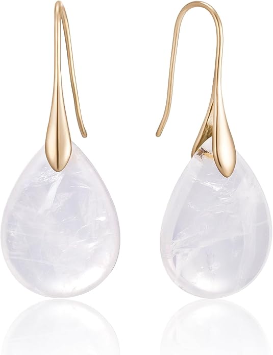 SELOVO Agate Teardrop Stone Grey Drop Earrings Fishhook Dangle Earrings for Women