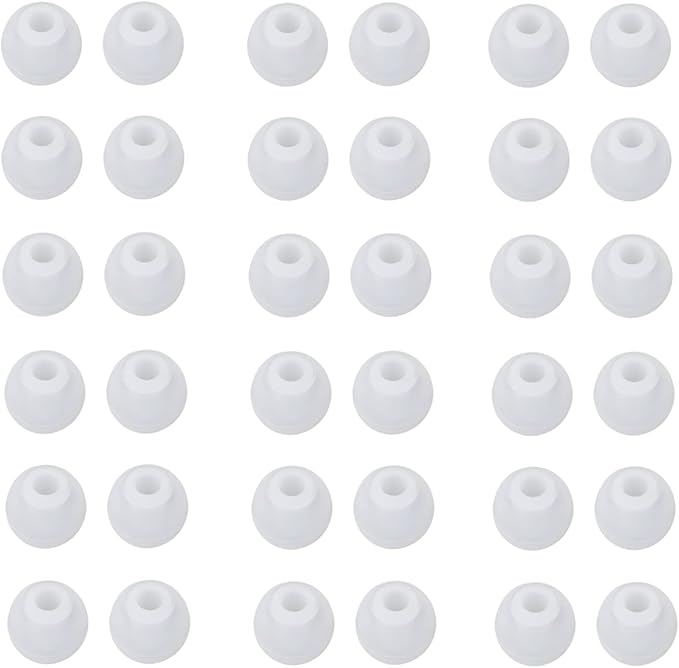 36 Pieces Small Earbud Tips Soft and Comfortable Ear Bud Replacement Pieces Silicone Fit Most in-Ear Headphones，Inner Hole 3.8mm -5.5mm，Small Clear White Replacement Eartips