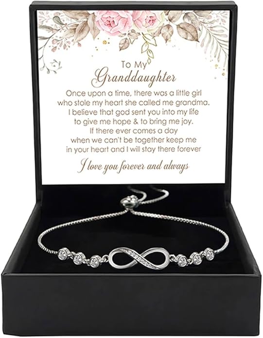 To My Granddaughter - Infinity Heart Bracelet Gift with Meaningful Card, Granddaughter Gifts from Grandma & Grandpa, Elegant Silver Jewelry for Birthday, Graduation, Christmas.