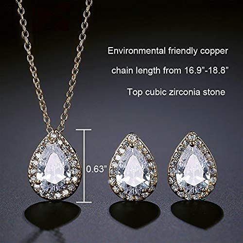 UDYLGOON Imitation Cubic Zironia Diamond Teardrop Earrings Necklace Bracelet Jewelry Set For Bride Bridesmaids Bridal Wedding Party Prom Jewelry Gift