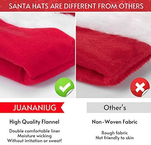 JUANANIUG Santa Hat,Christmas Hat,Xmas Holiday Hat for Unisex Adults, Extra Thicken Classic Fur for Christmas New Year Festive Holiday Party Supplies