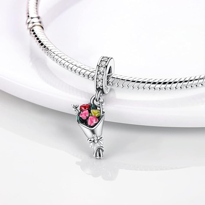 MULA 925 Sterling Silver Charms for Bracelets and Necklaces Family Letters Dangle Pendants Airplane Travel Beads Family Tree Jewelry Charms for Women