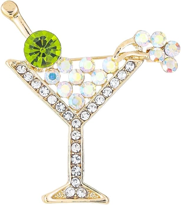 Cocktail Wine Glass Brooch Pin for Women, Elegant Alloy Finish Wine Glass Pins, Classic Women's Brooches for Suit Dress Hat Bag Clothes Accessories and Party Professional Outfits