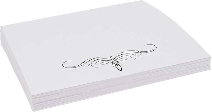 Decadent Flourish Place Cards, Black (Choose Color), Set of 150, Pre-cut and Scored - Wedding, Party, Dinner, and Special Events - Made in the USA