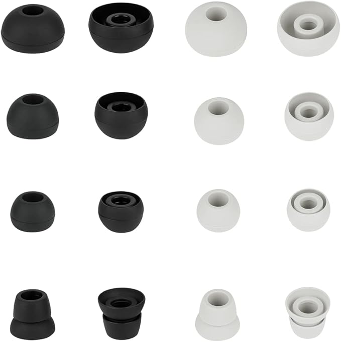8 Pairs Replacement Earbud Tips Earbud Covers Silicone Tips Compatible with Powerbeats 1/2/3 Wireless Beats by Dre Headphones,Earbud Replacement Tips(Black+Light Gray)