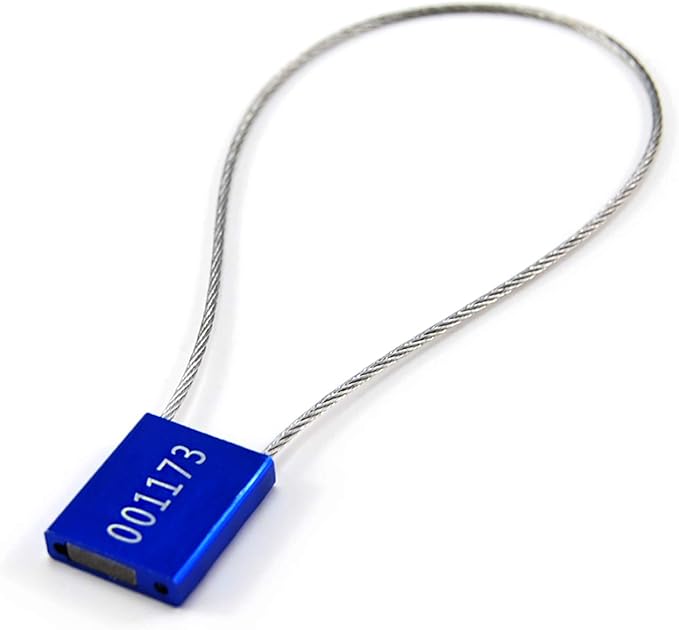 Leadseals(R) 1000 Blue Steel Cable Seals Metal Security Tag Numbered Truck Trailer Seal Anti-Tamper Pull-Tite Security Seal Aluminum Body Transport Shipping Seal Self-Locking Safety Ties ISO 17712
