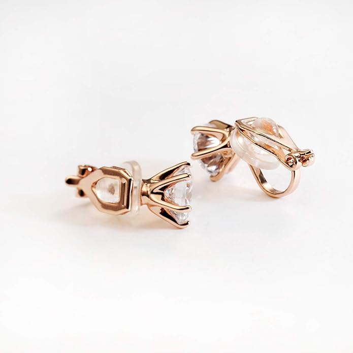 Clip on Earrings Women, 14K Gold Hoop Clip-On Earrings for Women, Hypoallergenic Non Pierced Croissant Earrings