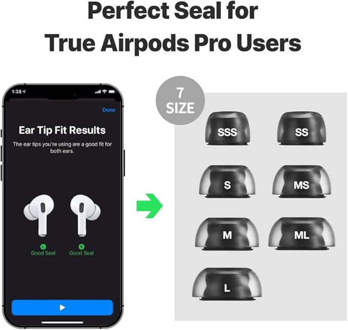 AZLA Crystal for Airpods Pro 1st & 2nd Gen (2-Pair, S) – Airpod Pro Ear Tip Replacement – Airpod Pro Tips with Premium Silicone