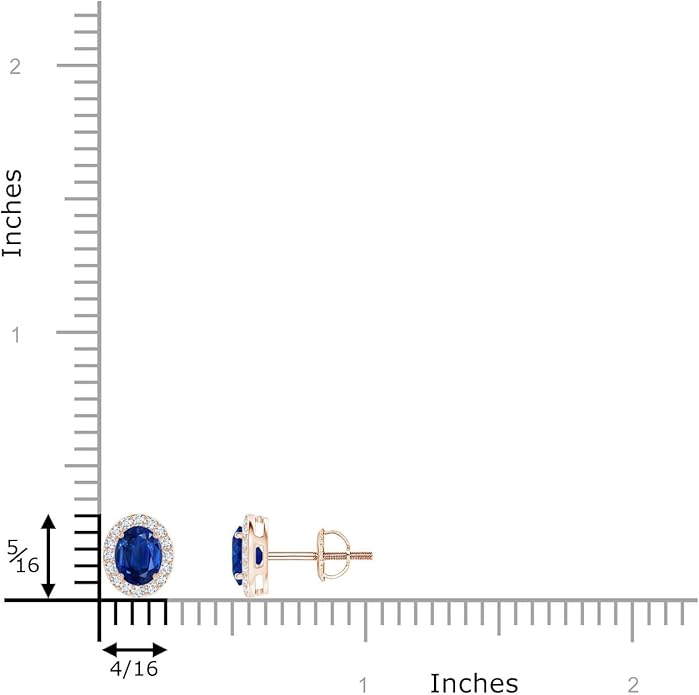 ANGARA Natural Blue Sapphire Earrings for Women | Prong-Set Oval Blue Sapphire Stud Earrings with Diamond Halo in 14K Solid Gold/Platinum | September Birthday, Anniversary, Gemstone Jewellery Gift
