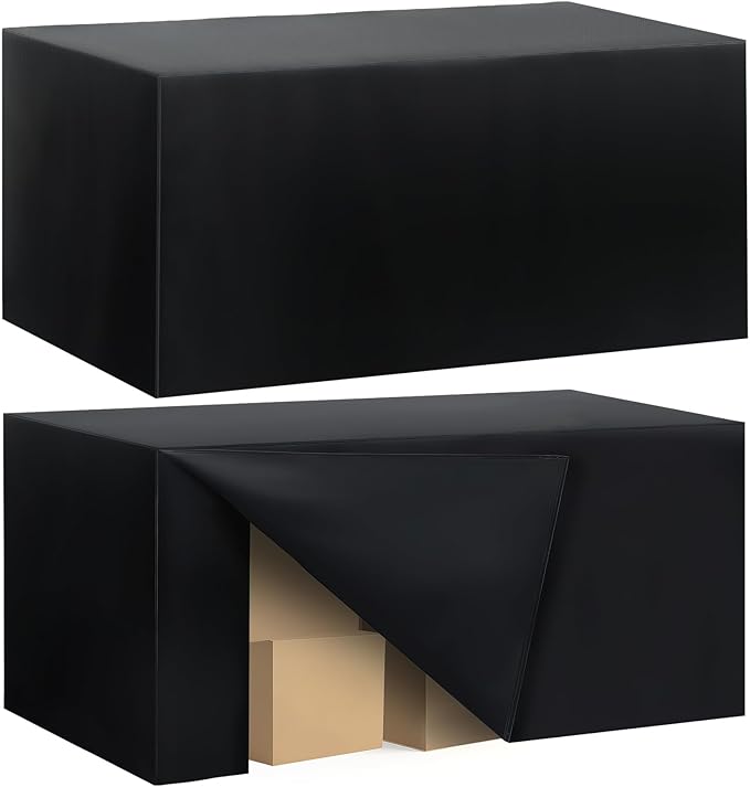 2 Pack Fitted Tablecloth for 6 Foot Rectangle Tables 72 x 30 Inch Black Table Covers Water Resistant Polyester Table Cloth for Wedding, Parties,Display, Trade Show (Black)