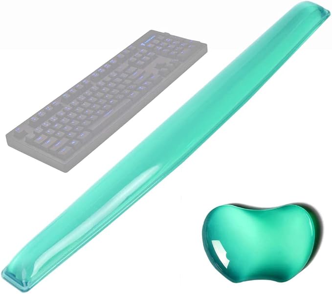 Silicone Gel Keyboard Wrist Rest Set Plus - ABRONDA Keyboard & Mouse Wrist Support Pad Office, Computer, Laptop, Mac - Durable, Comfortable and Pain Relief- Green Set