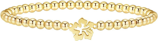 Gold Bracelets for Women 14K Gold Plated Bead Bracelet Hypoallergenic Stretch Bracelets for Women Elastic Bracelet Trendy Teen Gift Dainty Jewelry for Women