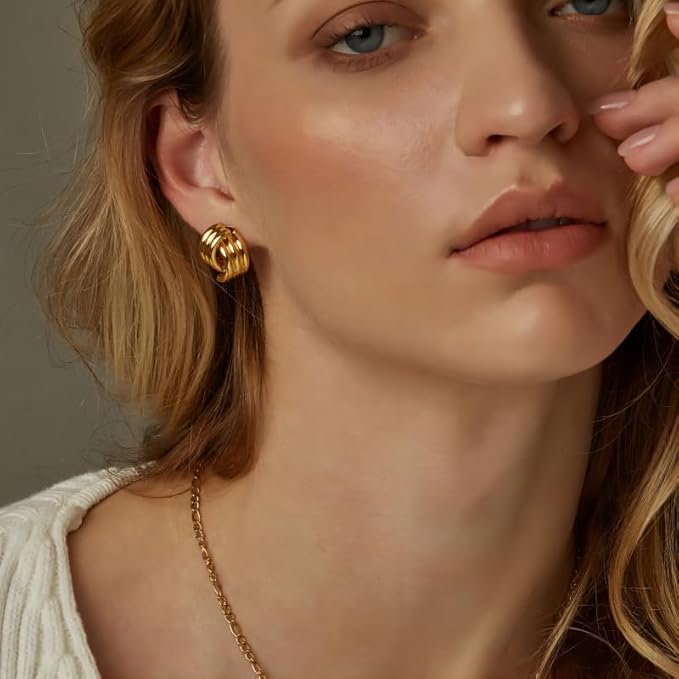Knot Link Earrings for Women Statement Studs Earrings Chunky Geometric Drop Dangle Women's Fashion Jewelry
