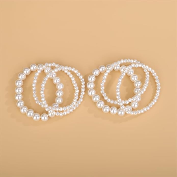 Sither 6 Pack Pearls Bracelets for Women Pearls Bracelets Set Boho Jewelry for Halloween Prom Party Christmas Gift