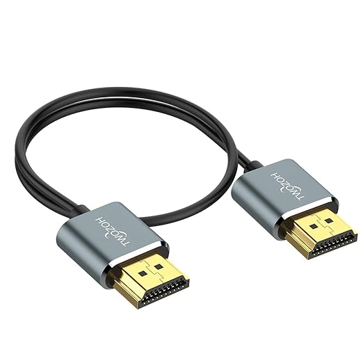 Twozoh Ultra-Thin HDMI to HDMI Cable 1FT, Hyper Slim HDMI 2.0 Cable, Extreme Flexible HDMI Cord Support 3D/4K@60Hz, 2160P, 1080P
