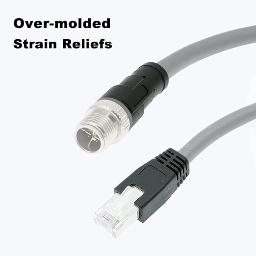 Alvin's Cables Ethernet Cable in-Sight 8200 and 8400 Series CCB-84901-2001-02 M12 X-Coded to RJ45 Industrial Camera Shielded Cord IP67 Waterproof 6.5ft/2M