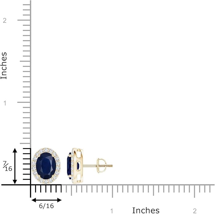 ANGARA Natural Blue Sapphire Earrings for Women | Prong-Set Oval Blue Sapphire Stud Earrings with Diamond Halo in 14K Solid Gold/Platinum | September Birthday, Anniversary, Gemstone Jewellery Gift