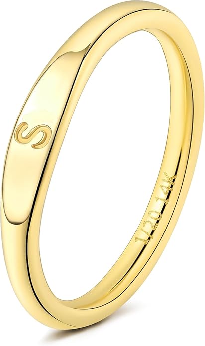 Gold Initial Rings for Women Non Tarnish Thumb Rings for Teen Girls 14K Gold plated for Women