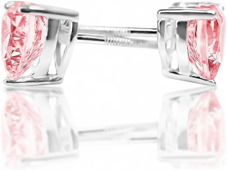 14K White Gold Moissanite Earrings Men & Women, Solid Gold Simulated Diamond and Lab Diamonds Studs for Men & Women, 1ct - 2ct Round, Princess, Heart, Halo Cut, Dangle, Lever or Screw Back Earrings, VVS1, D Color, Pink or Blue - Luxury Gift Box