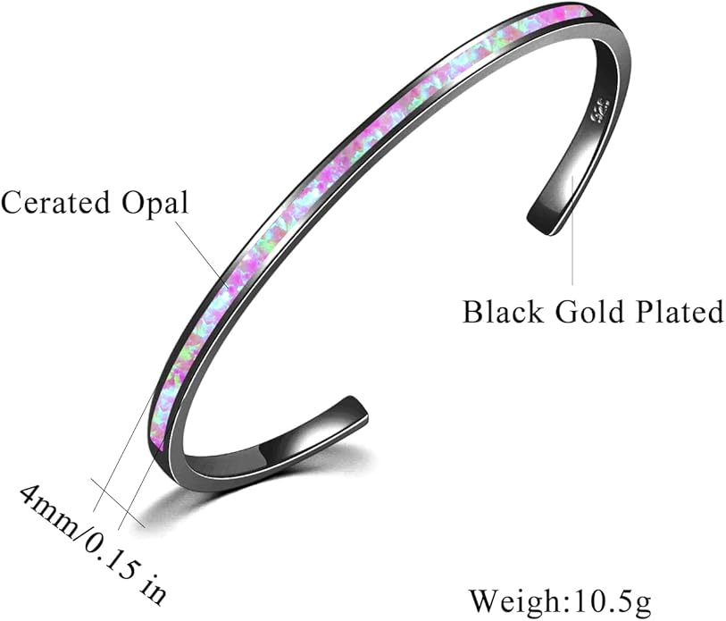 CiNily Womens Cuff Bracelet,Opal Bangle Bracelets Gold Plated Hypoallergenic Ladies Gemstone Open Cuff Bangle Bracelet