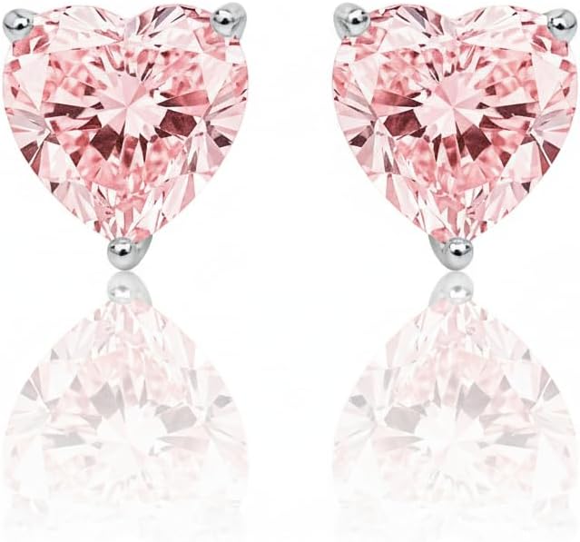 14K White Gold Moissanite Earrings Men & Women, Solid Gold Simulated Diamond and Lab Diamonds Studs for Men & Women, 1ct - 2ct Round, Princess, Heart, Halo Cut, Dangle, Lever or Screw Back Earrings, VVS1, D Color, Pink or Blue - Luxury Gift Box