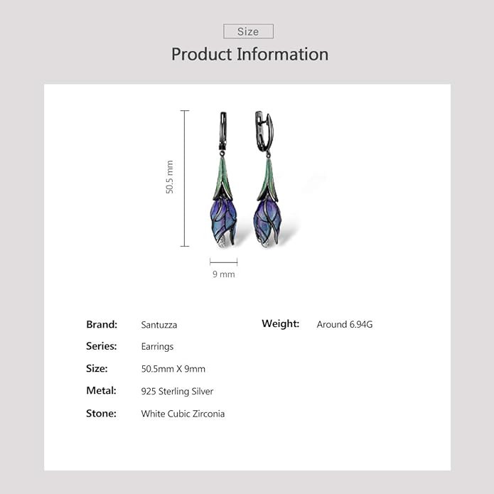 Santuzza Sterling Silver Enamel Tulip Earrings for Women