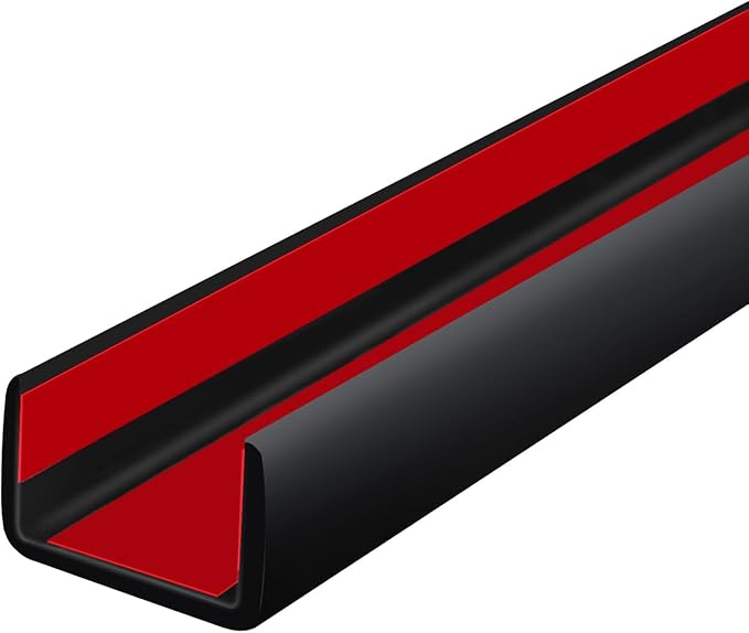 Rubber Edge Trim, Self Adhesive U Channel Edge Trim, Big Size U Shaped Trim, Edge Banding for Plywood, Woods, Shelf, Cabinet, Countertop, Fit for 3/4", Length 20Ft, Black