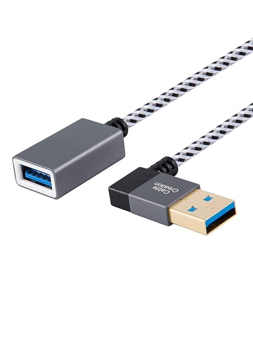 CableCreation Short USB 3.0 Extension Cable Right Angle 1FT, 90 Degree Male to Female Extender Cord for Flash Drives, Keyboard, Scanners, VR,PlayStation, 0.3M Space Grey