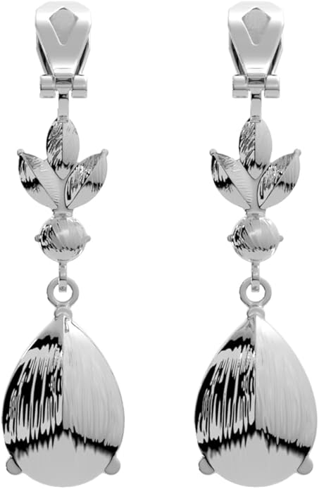 Aloha Earrings Non Pierced Silver Tone Clip On Sparkling Statement Dangling Earrings
