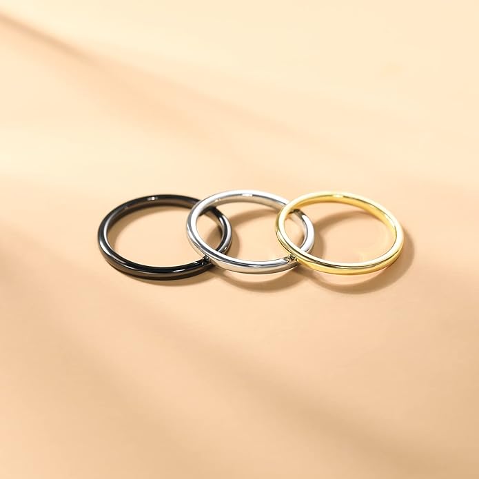 Greenpod 2mm 4mm 6mm Tungsten Wedding Bands Ring for Women Men Rose Gold Plated/Silver/24K Gold Plated/Black Polished Slim Engagement Promise Rings Comfort Fit Size 4-13