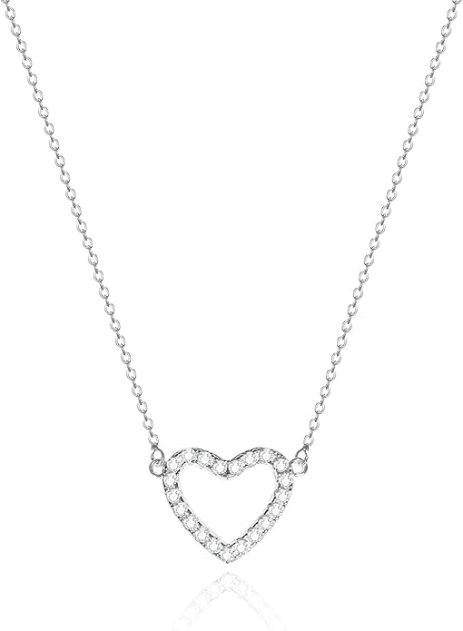 Zeffy Cute Heart Necklace 18k Gold/Silver Plated Tiny Heart Pendant Choker Necklaces Gold Love Heart Chain Necklace for Women Dainty Gold Jewelry Valentines Day Gifts for Women Girls Teen Girls
