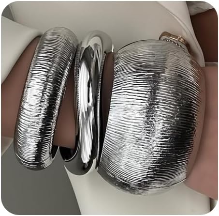 SAMOCO 3Pcs Chunky Gold Bangle Bracelets for Women Trendy Wide Wrist Cuff Bracelets Stack Statement Bangle Fashion Gifts