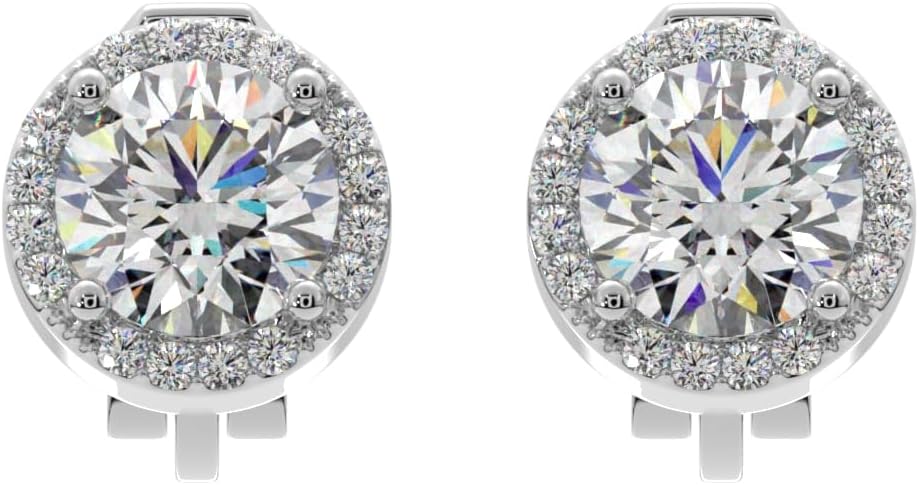 Aloha Earrings Round Halo Crystal Clip On Stud Earrings