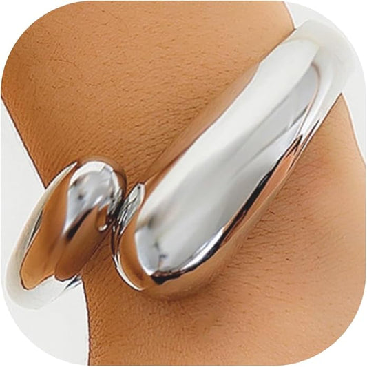Gold/Silver Cuff Bangle Bracelets For Women Chunky Waterdrop Twisted Hinged Bangle Bracelets Minimalist Arm Cuff Bracelet Jewelry Gifts