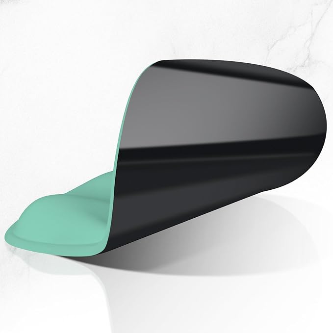 ITNRSIIET Ergonomic Mouse Pad with Wider Memory Foam Wrist Rest +17%, Curved Cushion Reduces Pressure 20%, Pain Relief, Non-Slip, Smooth, Cute Color Desk Accessory, 9.85 x 9 inch, Mint Green