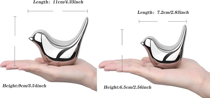 LAIDANLA Small Birds Statues Silver Modern Style Home Decor Birds Small Animal Sculpture for Living Room Office Desktop Shelf Coffee Table Bedroom（2pcs）