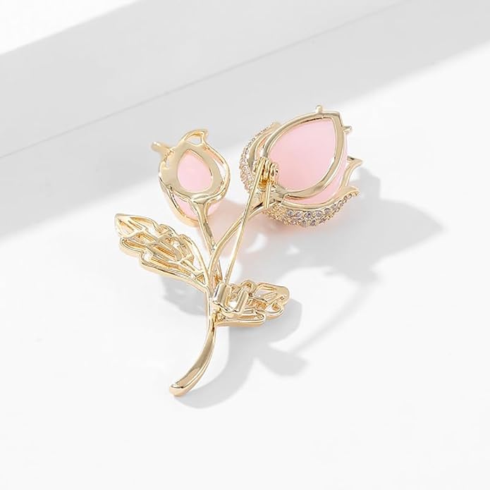 14K Gold Rose Flower Brooch - Elegant Floral Design Scarf Buckle, Graceful Pin for Special Occasions, Ideal Gift for Her, Craft Enthusiast Jewelry Accessory