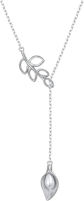 Long Necklace Sterling Silver Larait Bar Y Lariat Long Chain Drop Adjustable Necklace Gift for Her, 30"