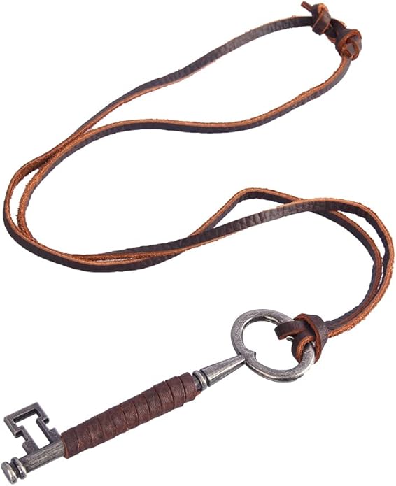 GelConnie Boho Necklaces for Women Vintage Silver Circles Long Pendant Necklace Cowgirl Sweater Necklace Adjustable Leather Choker Necklace for Women
